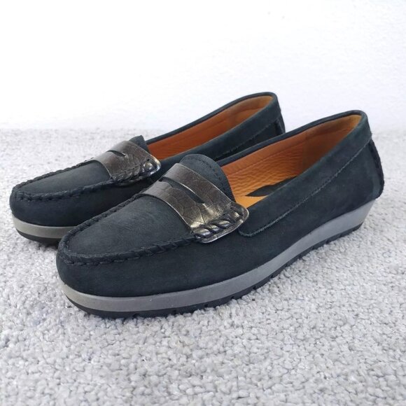 Geox Respira Womens Size 36.5 EU Comfort Shoes Black Suede Slip On Loafers - Picture 1 of 9